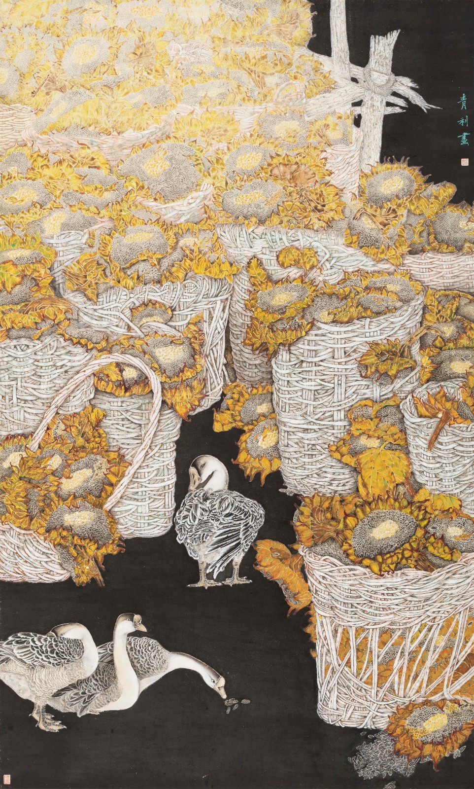 5 《金秋暖阳情更浓》 240cm×145cm (入展第二届泾上丹青-全国中国画作品展）.jpg