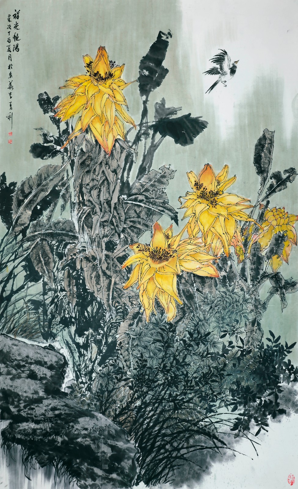 9 《祥光艳阳》 240cm×145cm （入选诗意与远方-全国女画家邀请展）.JPG
